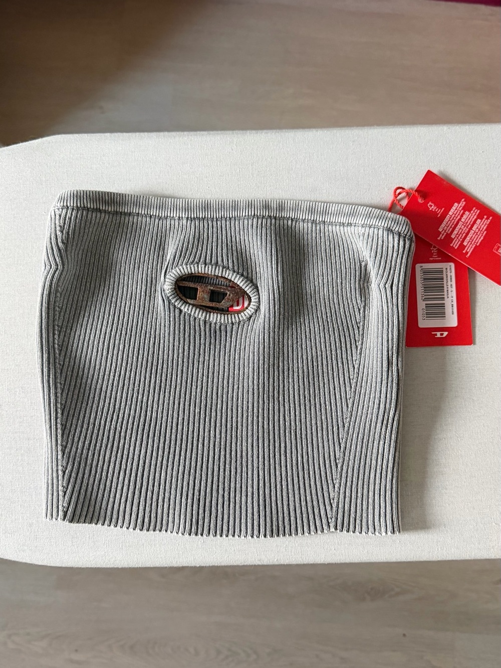 Diesel Gray Ribbed Strapless Tube Top